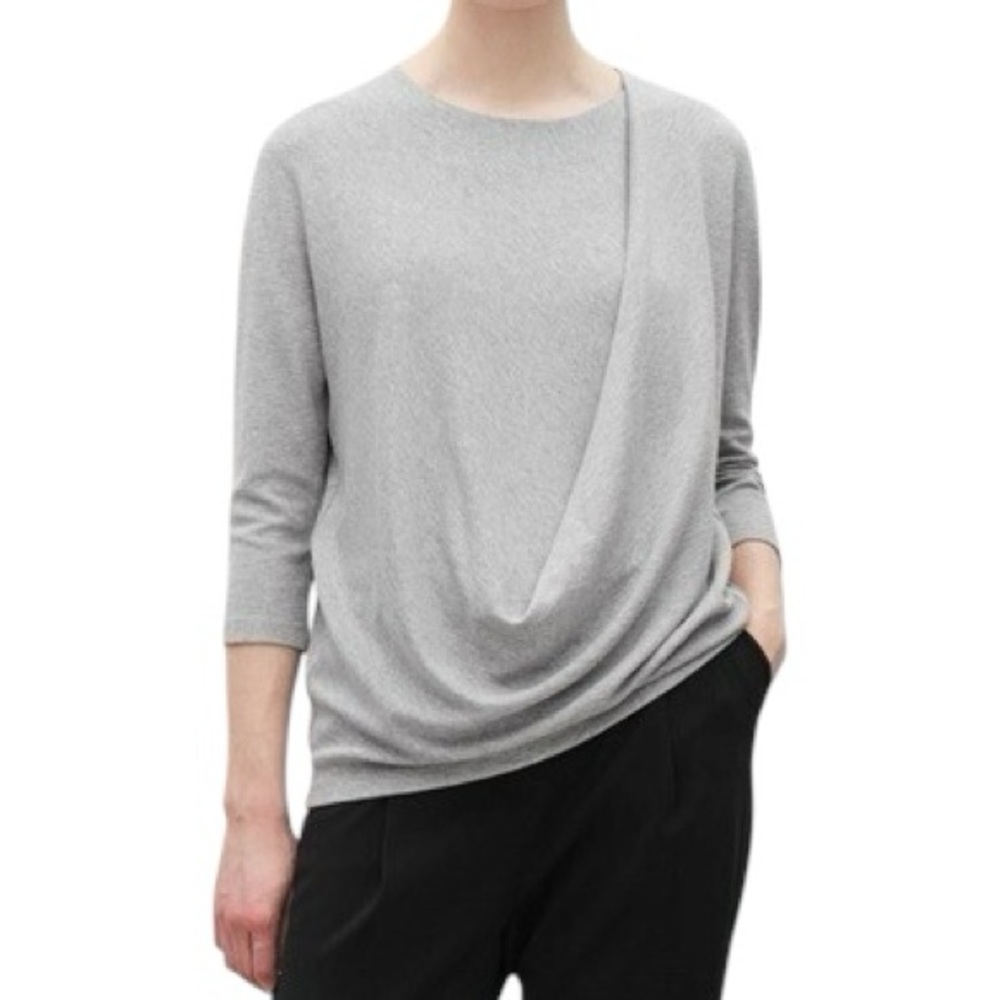 COS Asymmetric Drape Heather Gray Relaxed Top